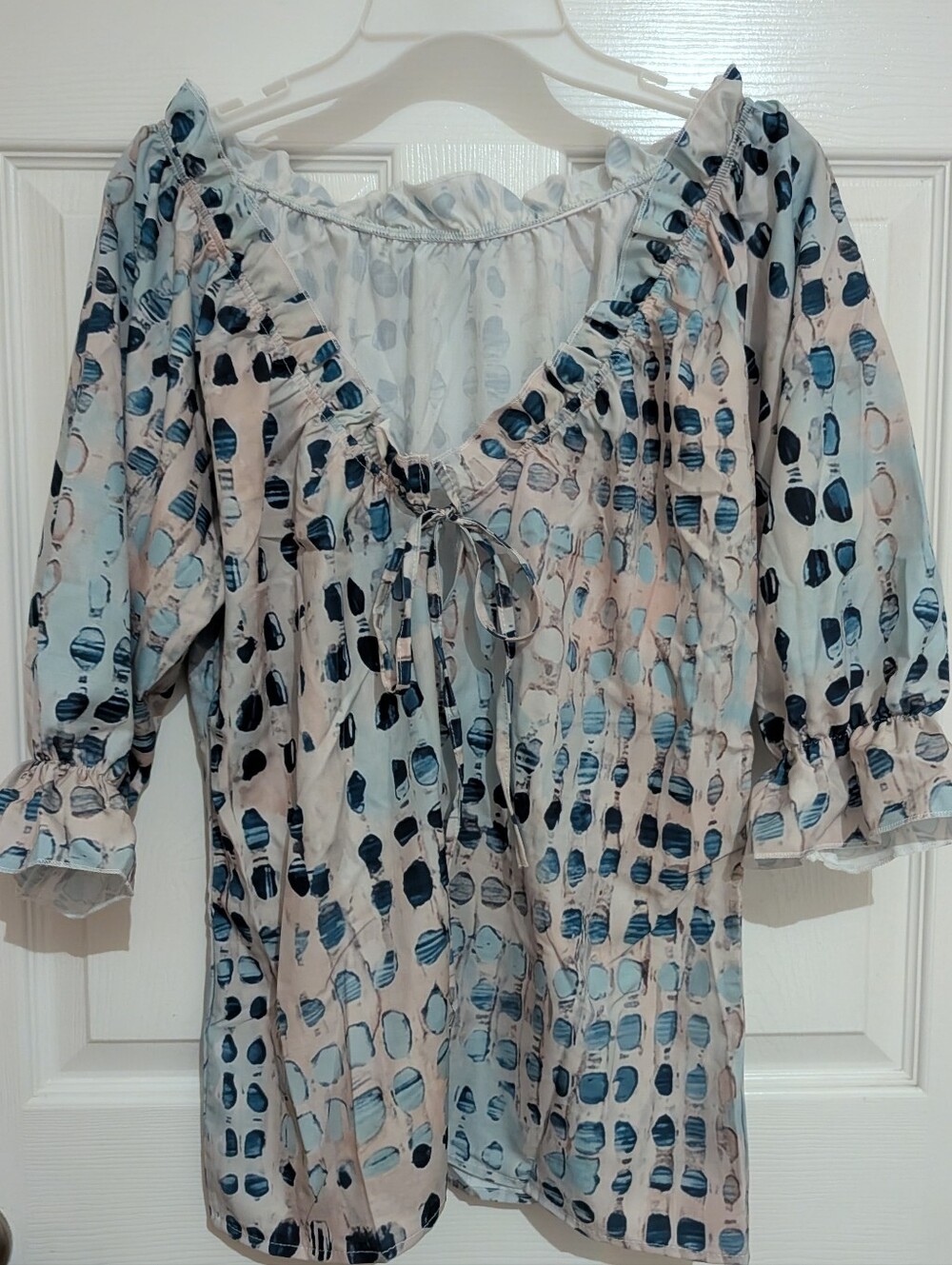 Light Blue & Pale Pink Printed Peasant Tunic - Unbranded